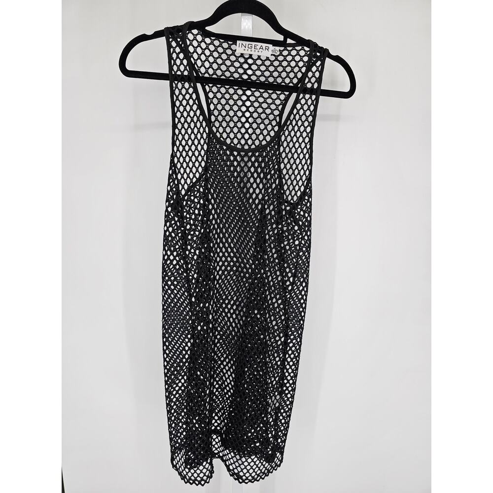 Vintage 1990s Ingear Resort Womens Sz XL Swimsuit Coverup Black Mesh